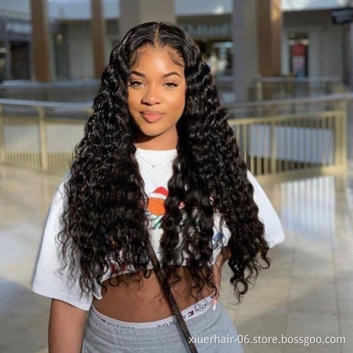 RTS U Part Frontal Water Wave Curly for Black Women Glueless Full HD Frontal Lace Wigs 100% Virgin Human Hair